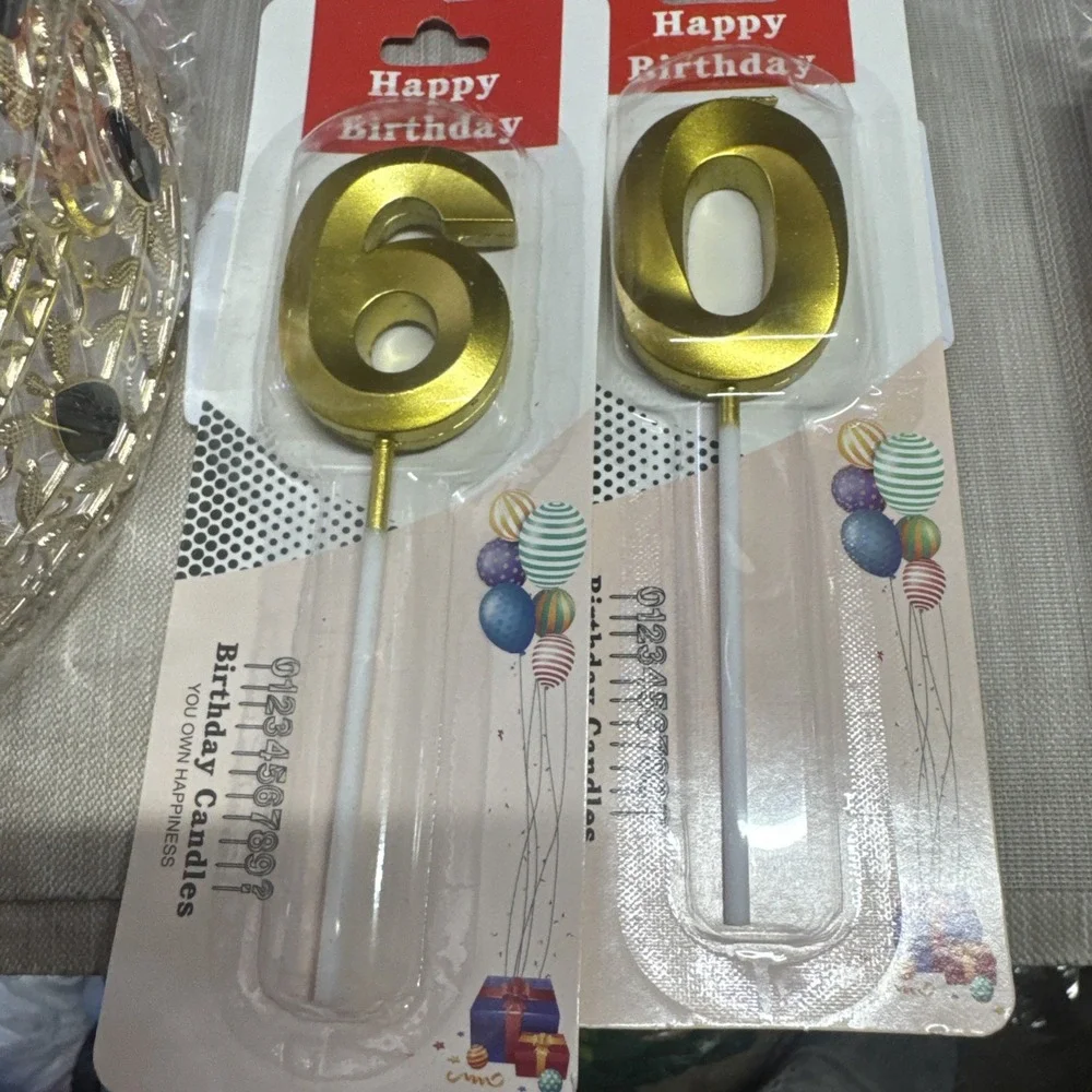 Happy 60th Birthday Decorations For Women, 9 pcs White And Gold Birthday Deco...
